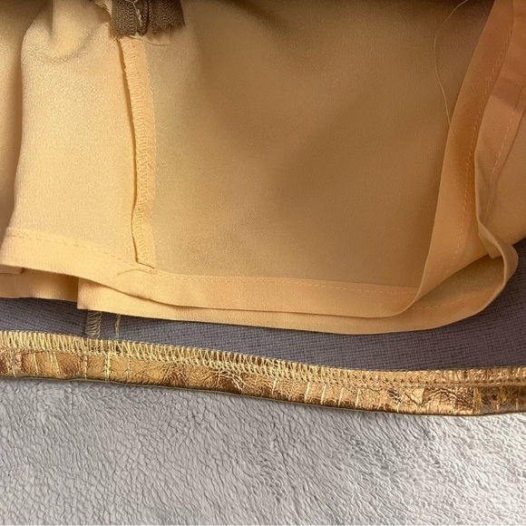NWT Torn By Ronny Kobo Donnie Asymmetric Faux Leather Metallic Mini Skirt Gold - Picture 10 of 14